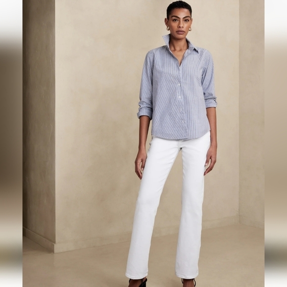 Harper Pants - Harper stretch white straight leg denim trousures